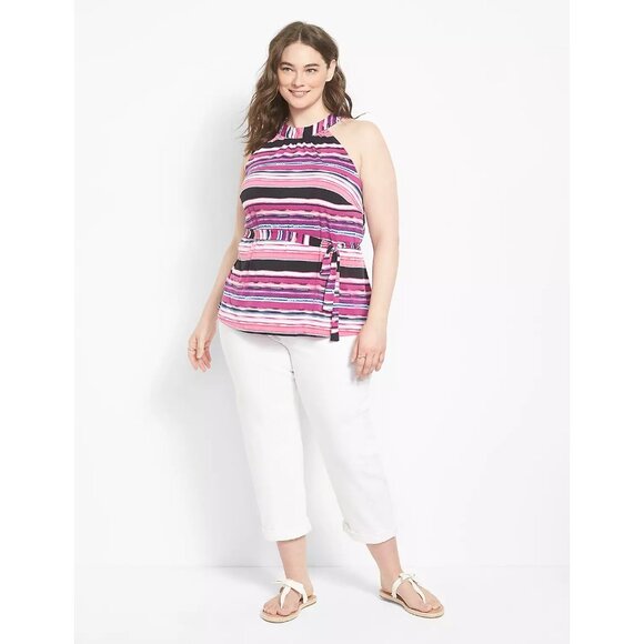 Lane Bryant Swing Halter Neck Belted Knit Top 22/24 - Picture 1 of 3